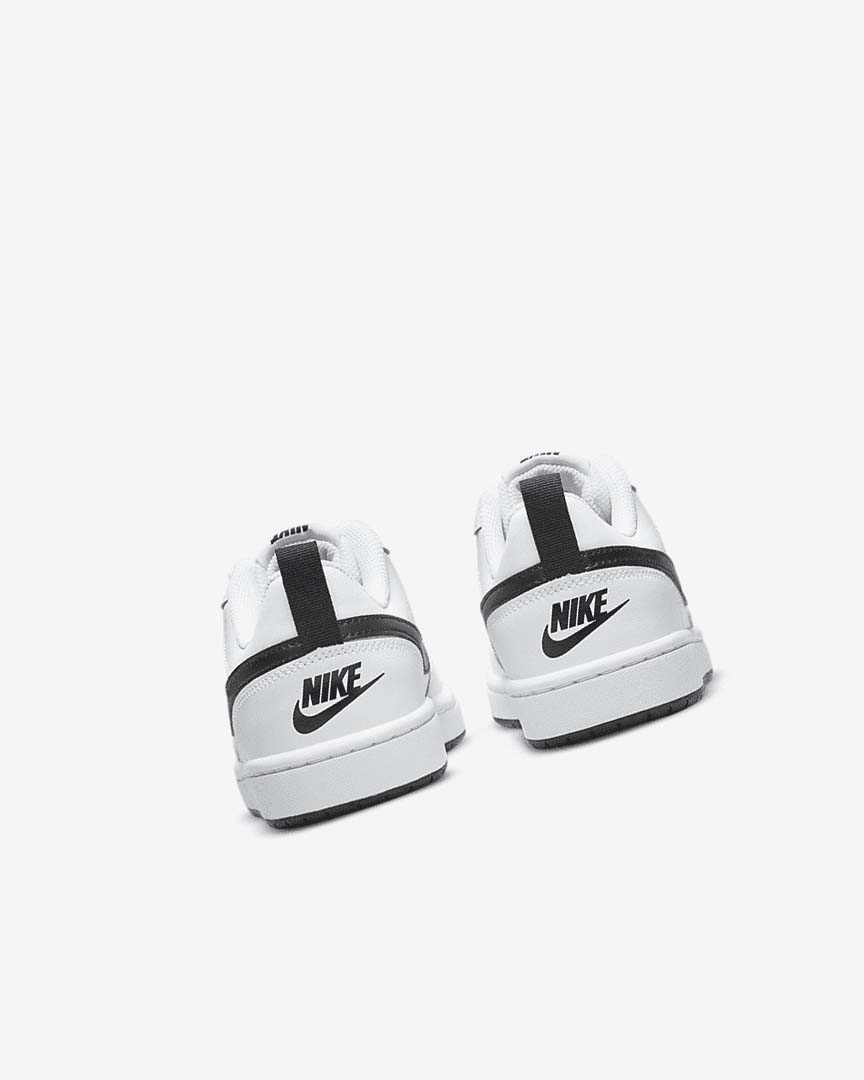 White / Black Nike Court Borough Low 2 Girls' Shoes | CA_4743