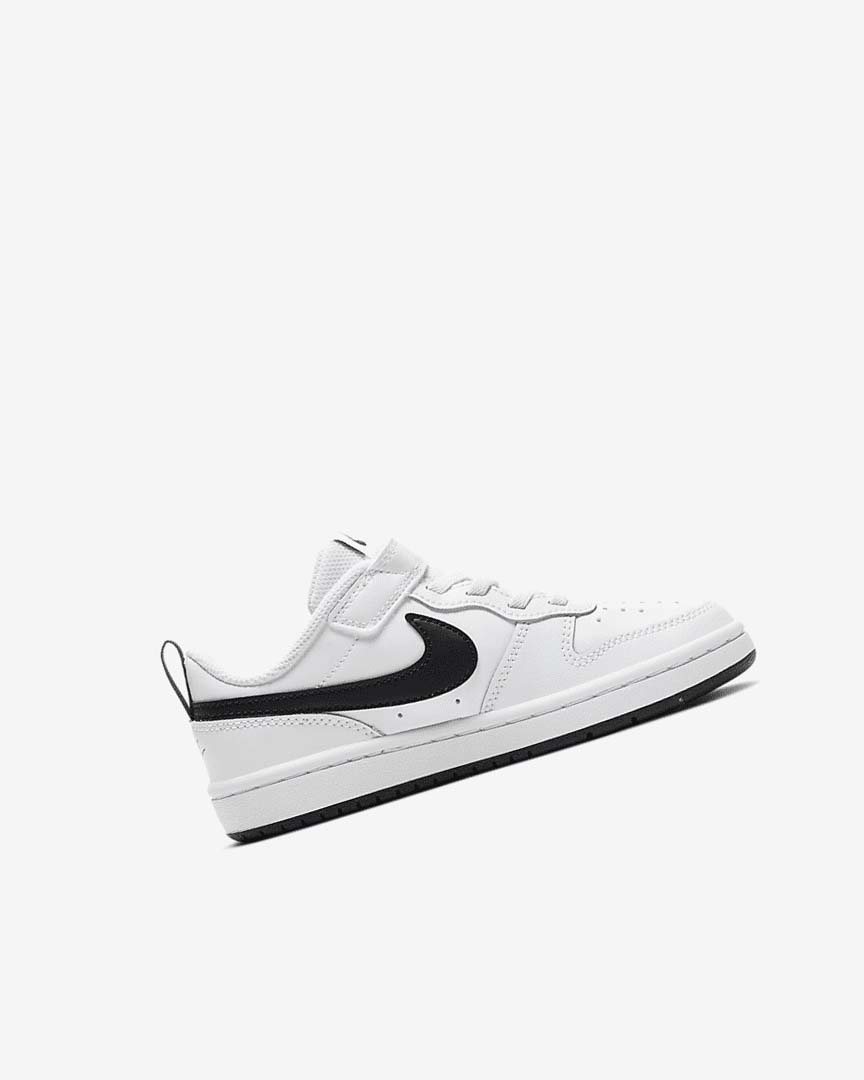 White / Black Nike Court Borough Low 2 Girls' Shoes | CA_4963