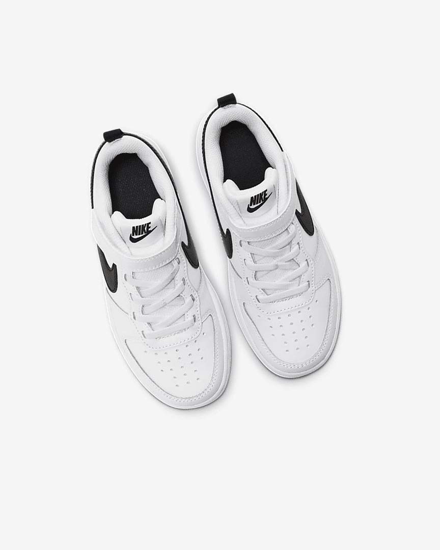 White / Black Nike Court Borough Low 2 Girls' Shoes | CA_4963