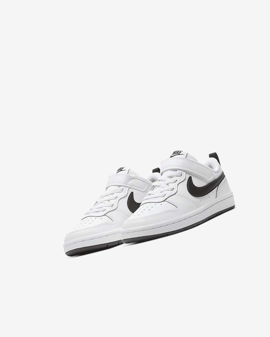White / Black Nike Court Borough Low 2 Girls' Shoes | CA_4963