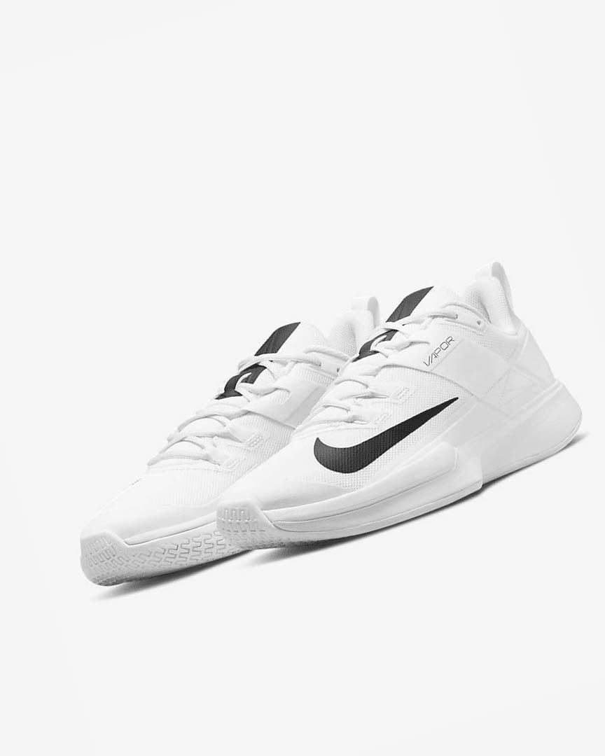 White / Black Nike Court Vapor Lite Men's Tennis Shoes | CA_5357