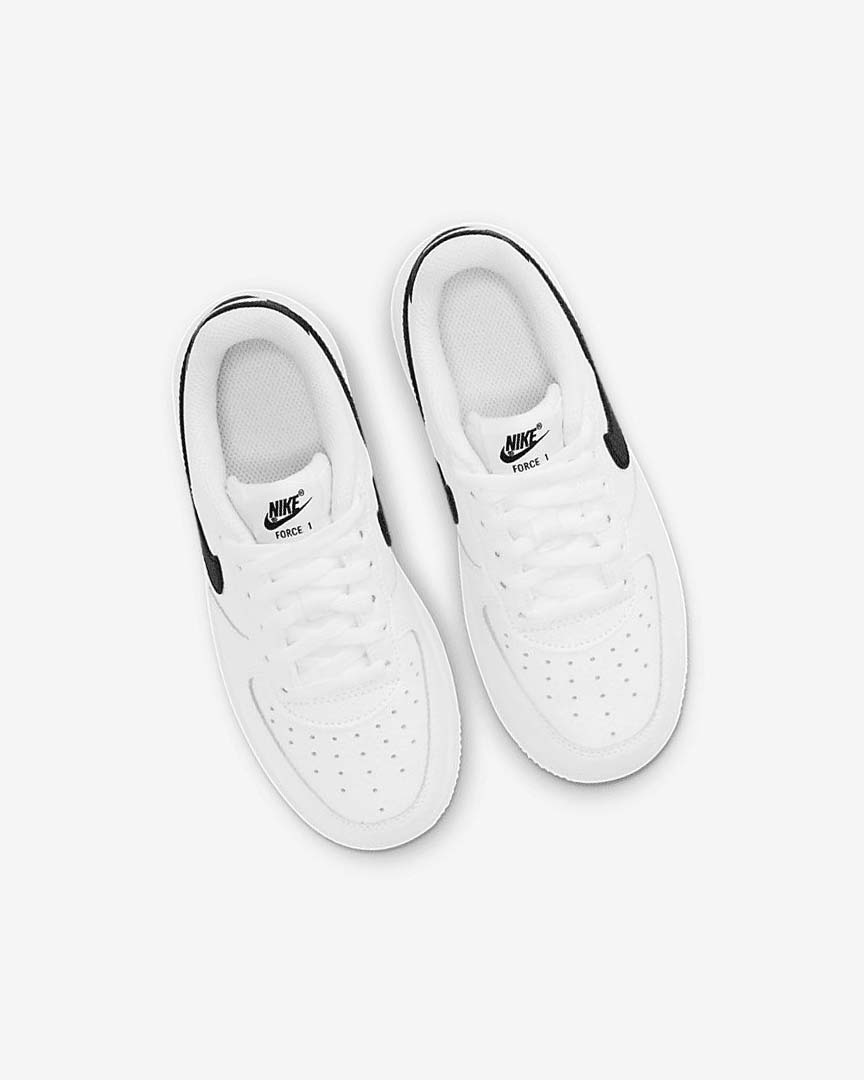 White / Black Nike Force 1 Boys' Shoes | CA_2505
