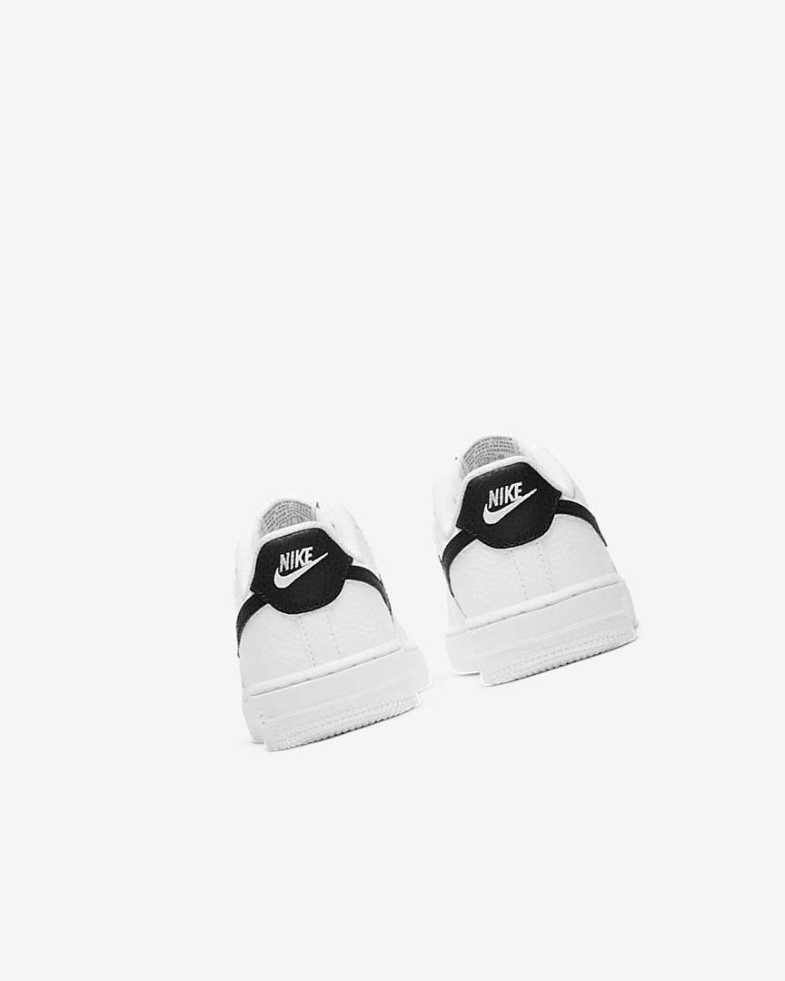 White / Black Nike Force 1 Boys' Shoes | CA_2505