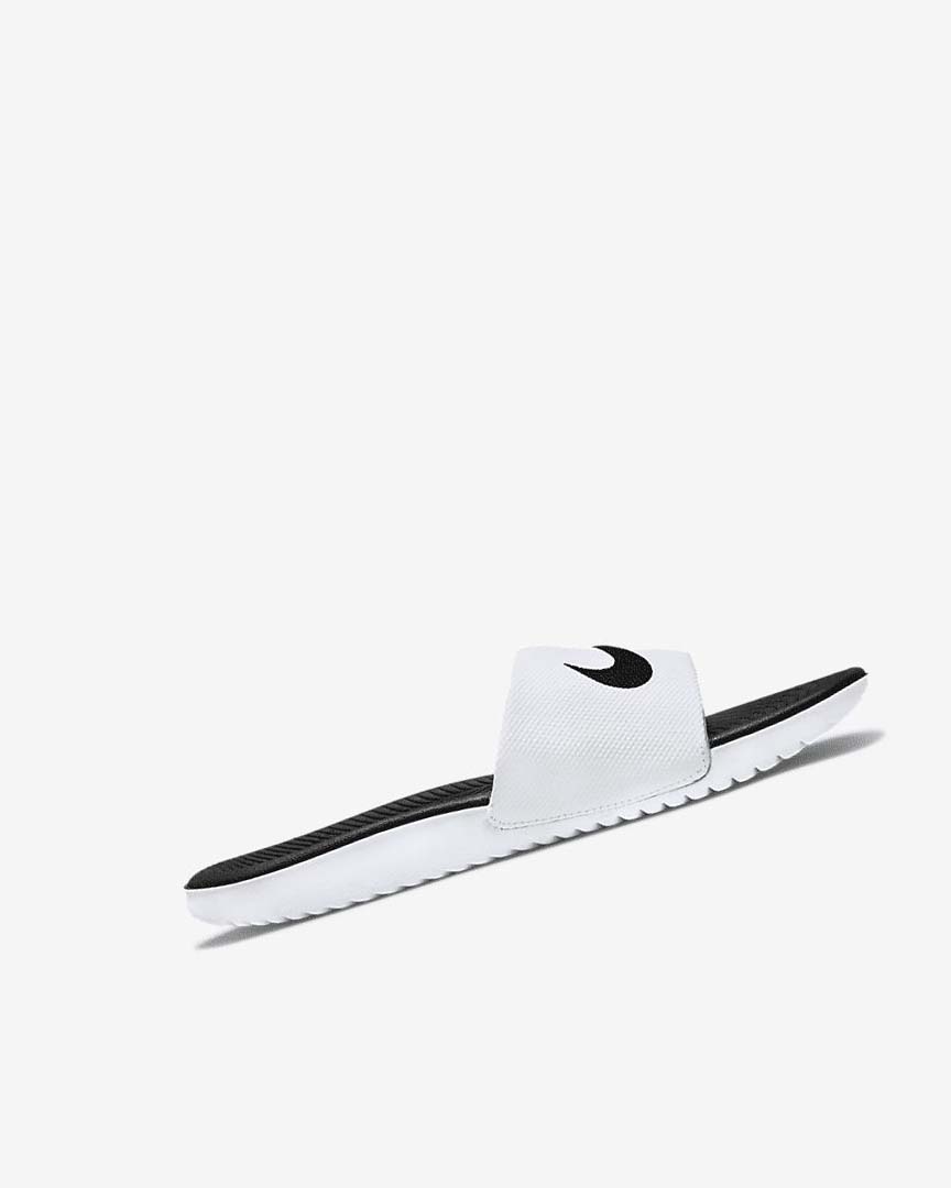 White / Black Nike Kawa Boys' Slides | CA_2446