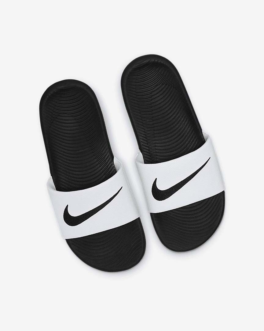 White / Black Nike Kawa Boys' Slides | CA_2446