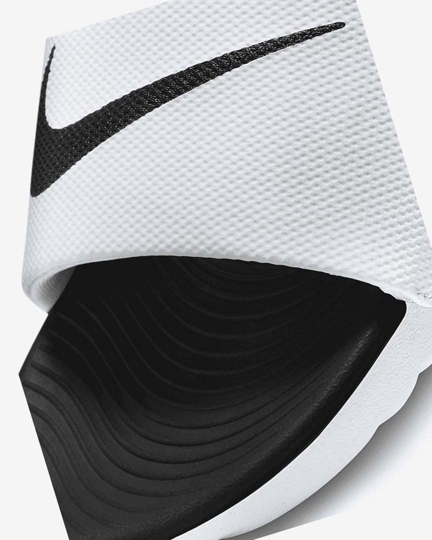 White / Black Nike Kawa Boys' Slides | CA_2446