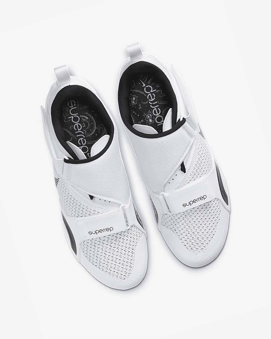 White / Black Nike SuperRep Cycle Men's Training Shoes | CA_4869