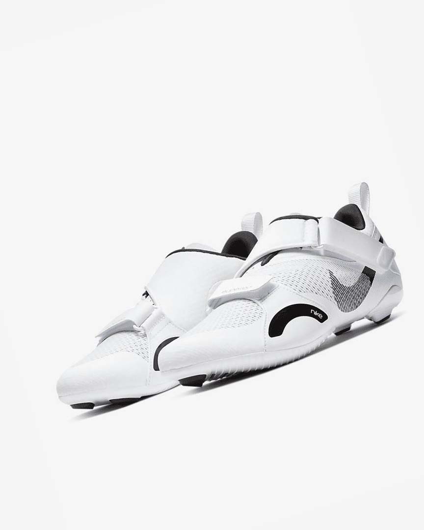 White / Black Nike SuperRep Cycle Men's Training Shoes | CA_4869