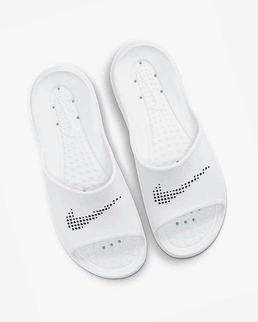 White / Black Nike Victori One Men's Slides | CA_4813