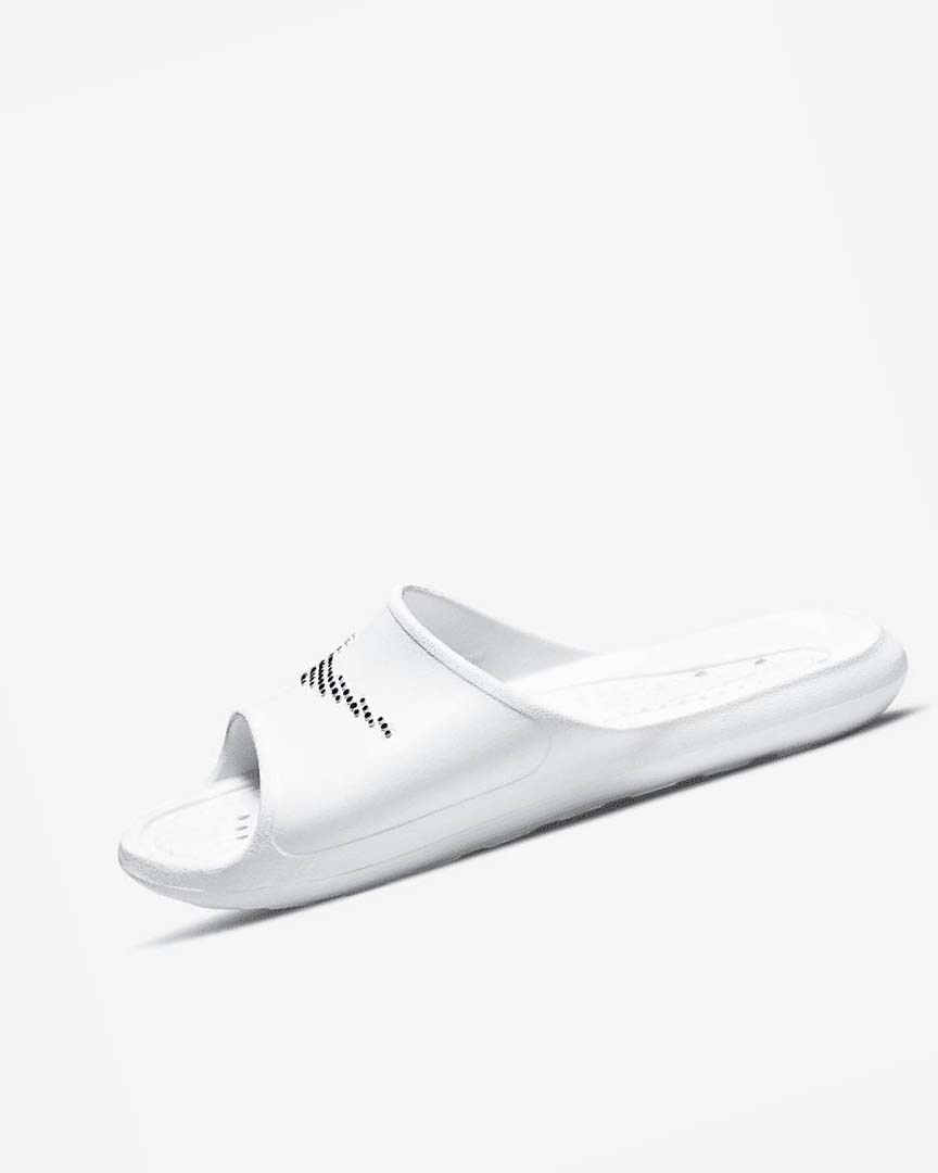 White / Black Nike Victori One Men\'s Slides | CA_4813