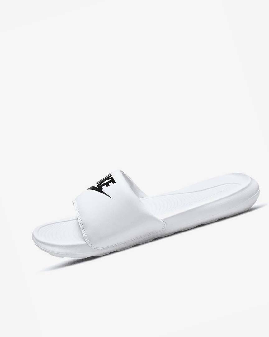 White / Black Nike Victori One Men\'s Slides | CA_5579