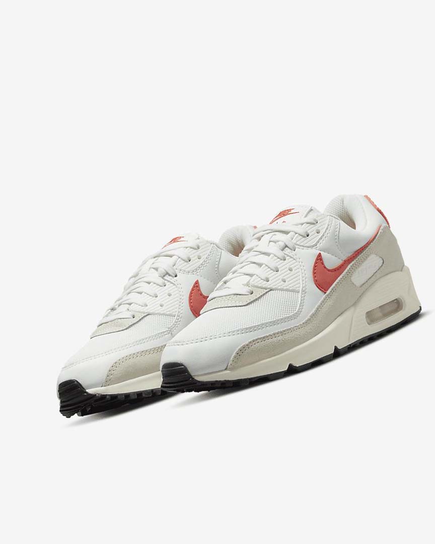 White / Black / Orange Nike Air Max 90 Women's Casual Shoes | CA_2373