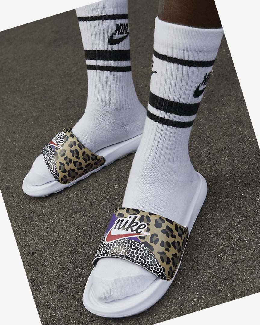 White / Black / Purple / Red Nike Victori One Women's Slides | CA_5152