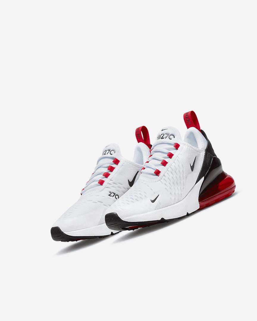 White / Black / Red / Grey Nike Air Max 270 Boys' Casual Shoes | CA_2683