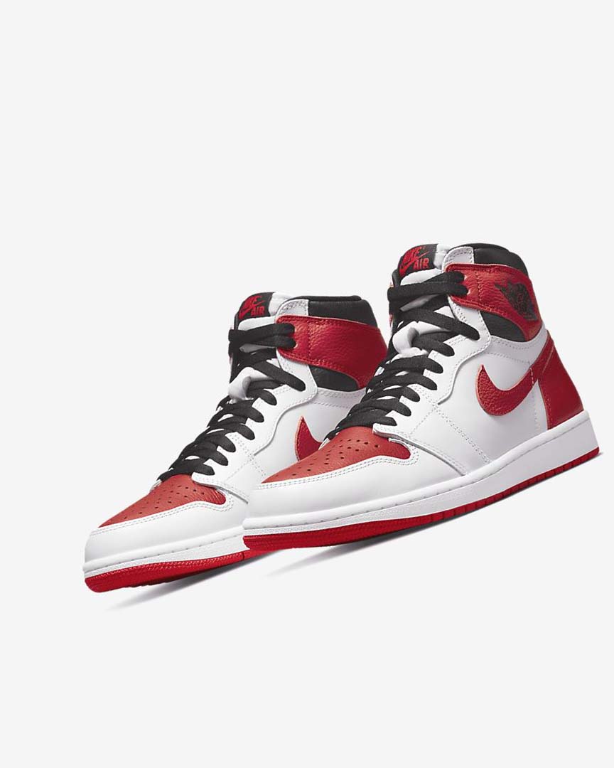 White / Black / Red Nike Air Jordan 1 Retro High OG Men's Sneakers | CA_4912