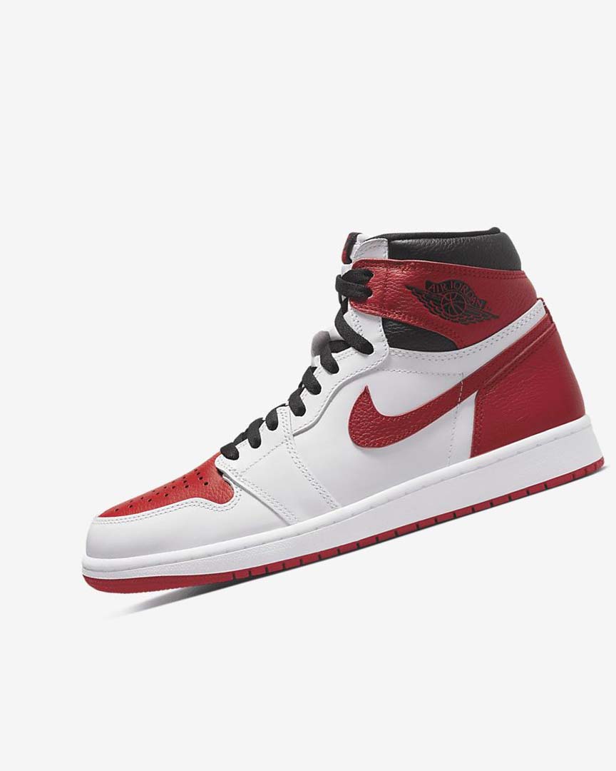 White / Black / Red Nike Air Jordan 1 Retro High OG Men\'s Sneakers | CA_4912