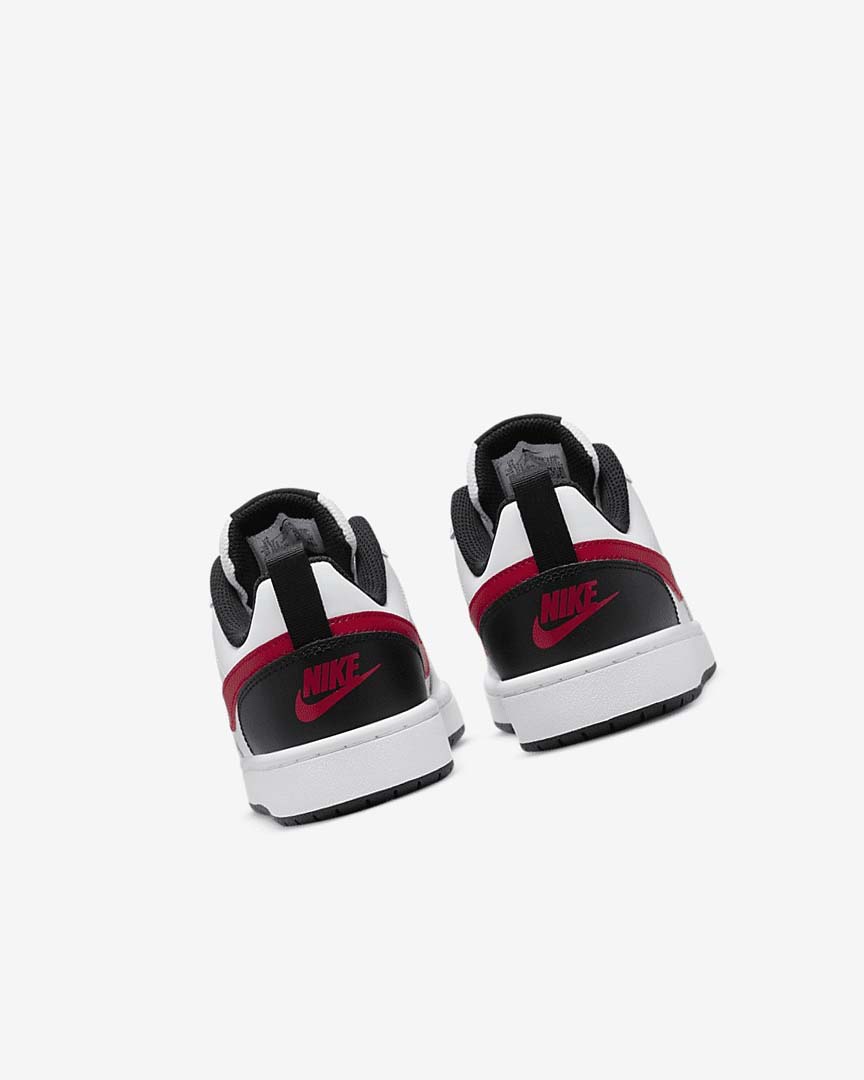 White / Black / Red Nike Court Borough Low 2 Girls' Shoes | CA_2405