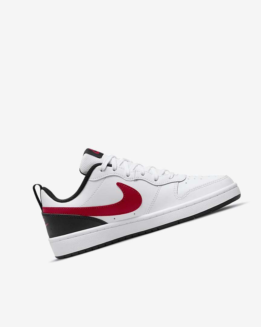 White / Black / Red Nike Court Borough Low 2 Boys' Shoes | CA_2823