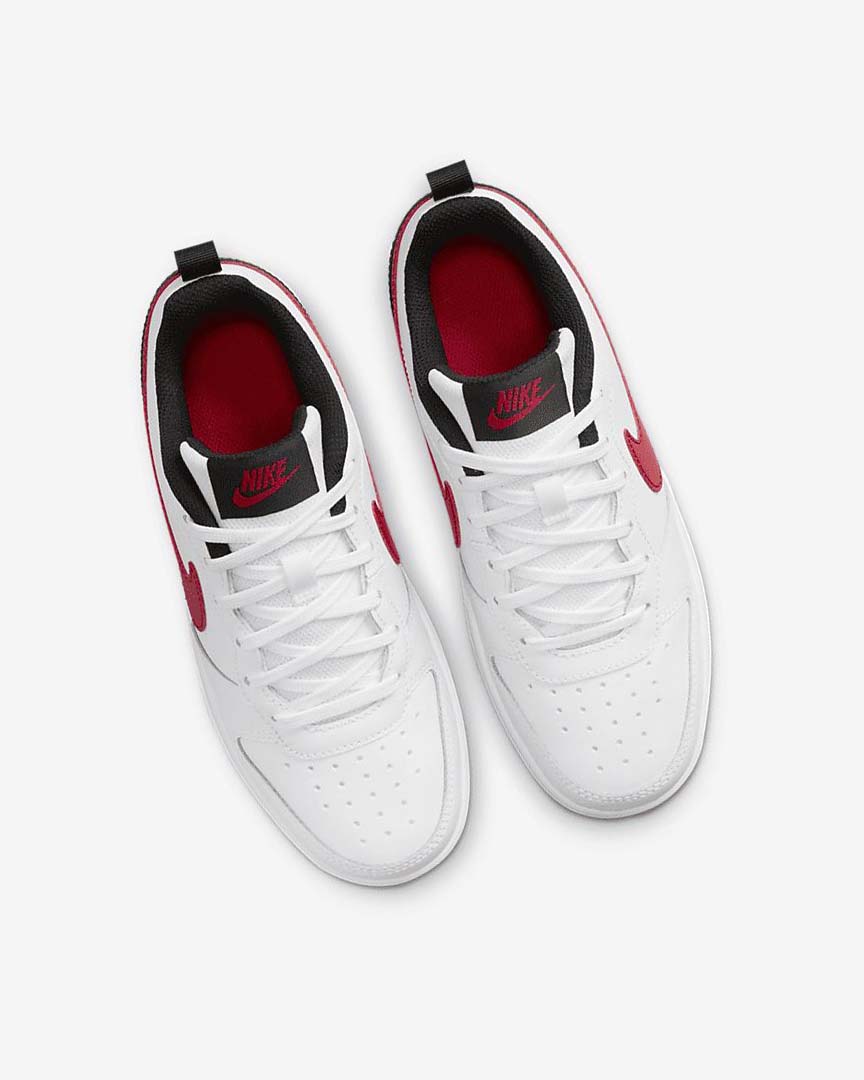 White / Black / Red Nike Court Borough Low 2 Boys' Shoes | CA_2823