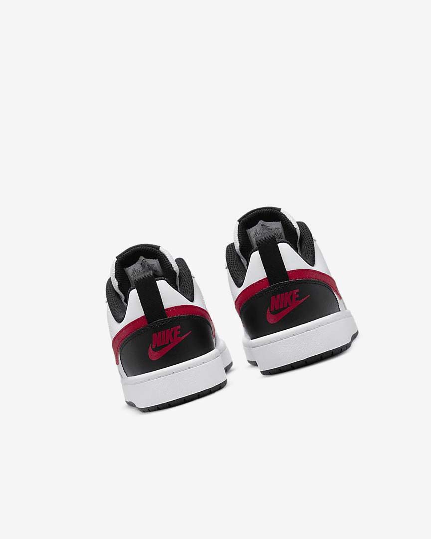 White / Black / Red Nike Court Borough Low 2 Boys' Shoes | CA_2823