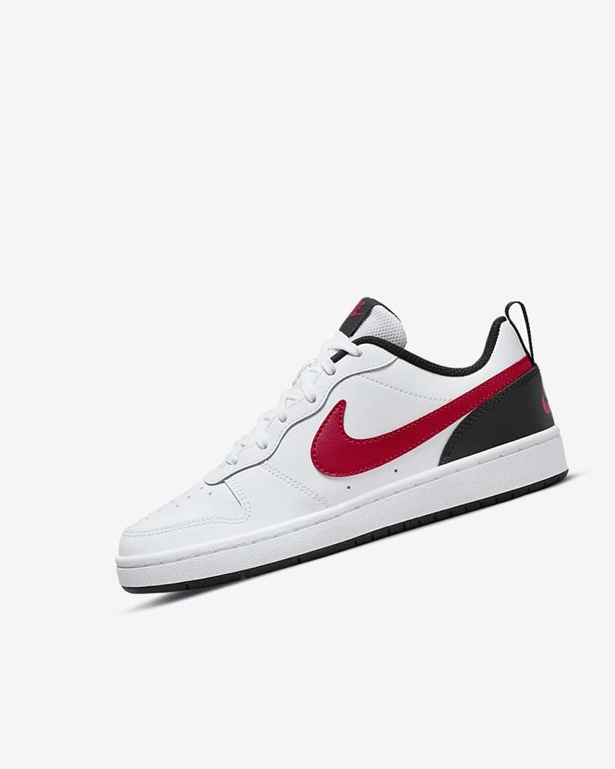 White / Black / Red Nike Court Borough Low 2 Boys\' Shoes | CA_2823