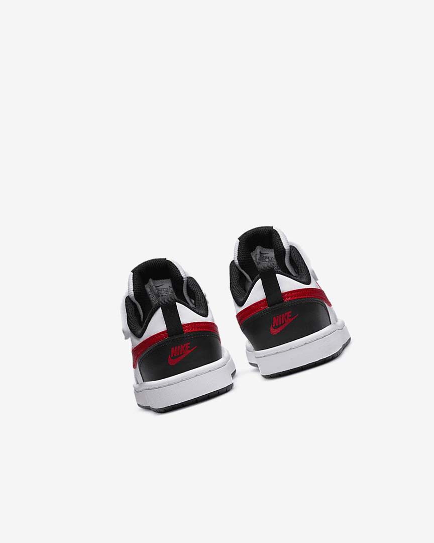 White / Black / Red Nike Court Borough Low 2 Boys' Shoes | CA_2951