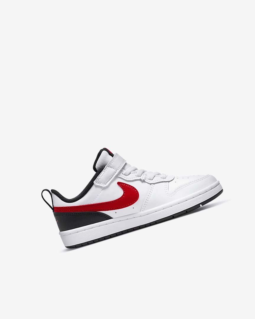 White / Black / Red Nike Court Borough Low 2 Girls' Shoes | CA_4712