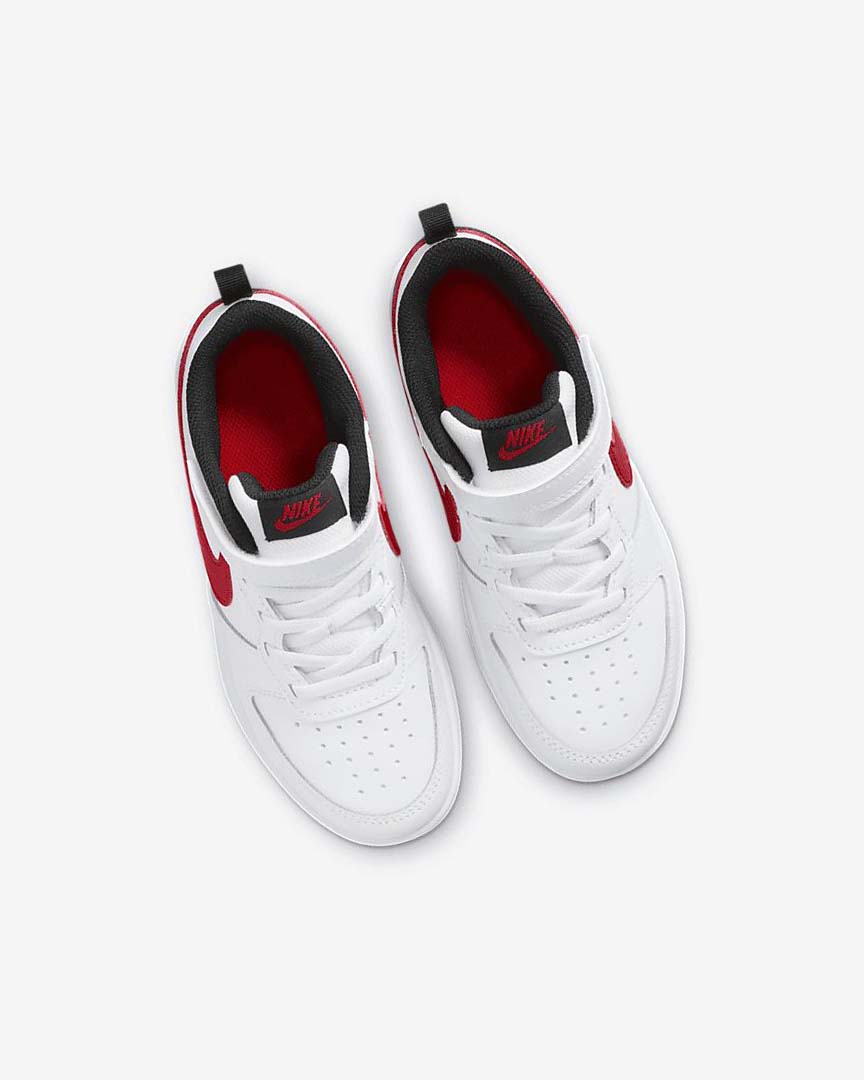 White / Black / Red Nike Court Borough Low 2 Girls' Shoes | CA_4712