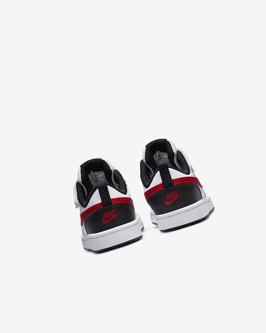 White / Black / Red Nike Court Borough Low 2 Girls' Shoes | CA_4712