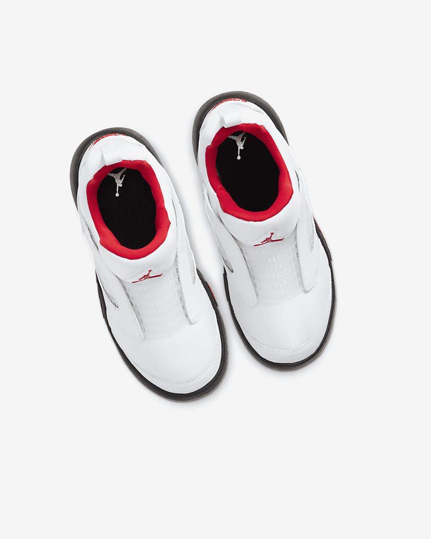 White / Black / Red Nike Jordan 5 Retro Little Flex Boys' Shoes | CA_4514