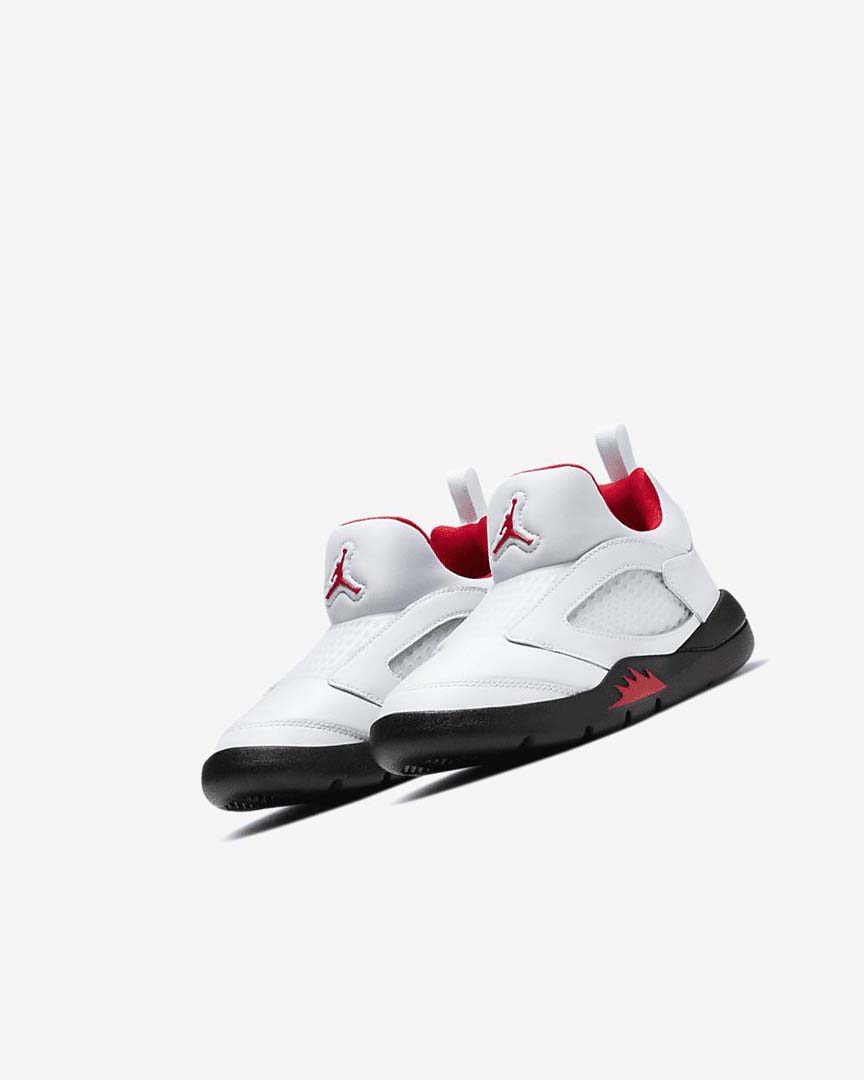 White / Black / Red Nike Jordan 5 Retro Little Flex Boys' Shoes | CA_4514