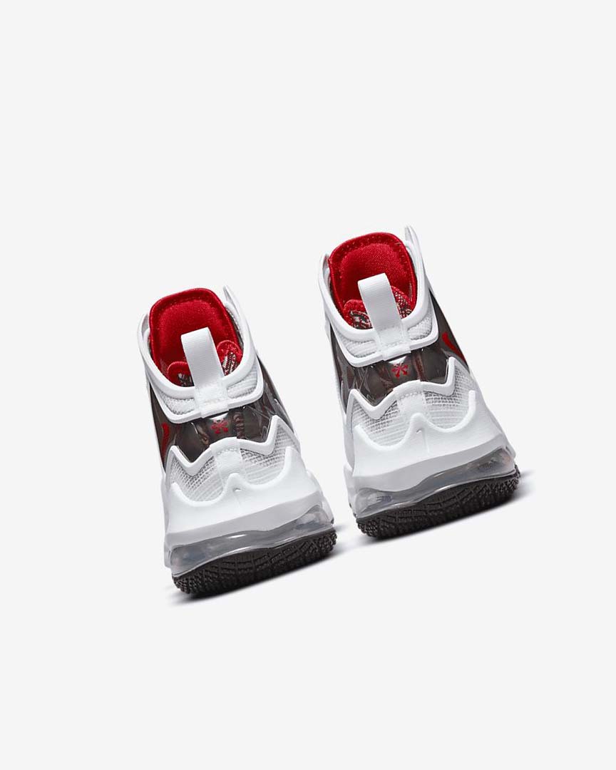 White / Black / Red Nike LeBron 19 Boys' Basketball Shoes | CA_2937