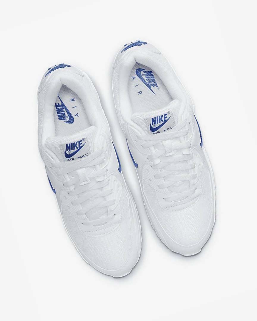 White / Black / Royal Nike Air Max 90 Men's Casual Shoes | CA_2855