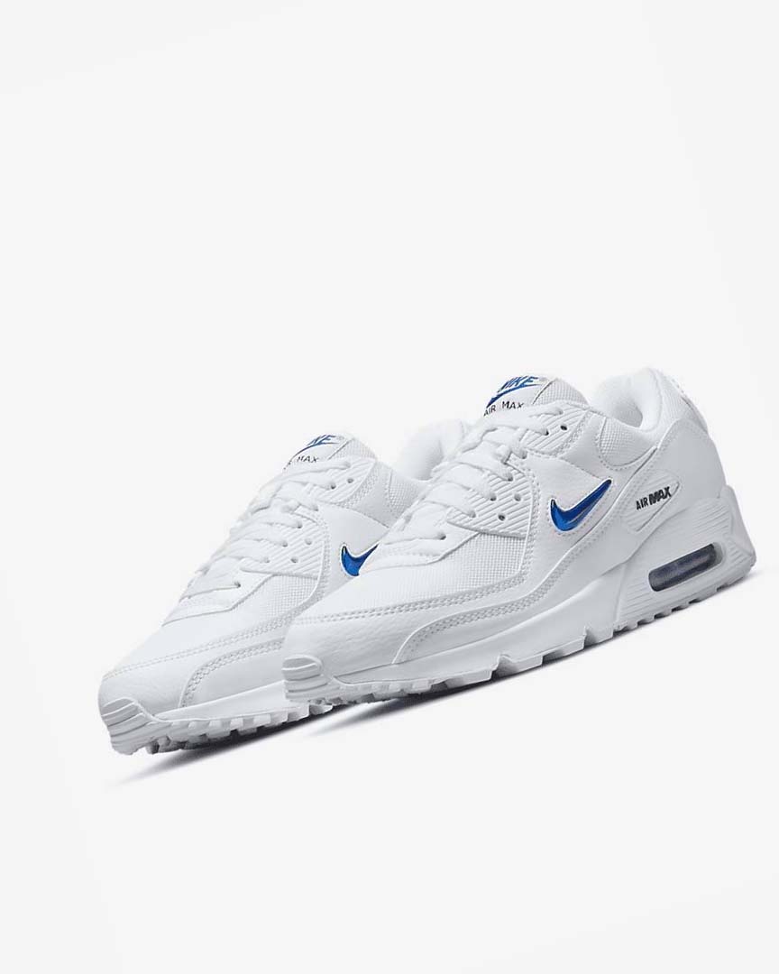 White / Black / Royal Nike Air Max 90 Men's Casual Shoes | CA_2855