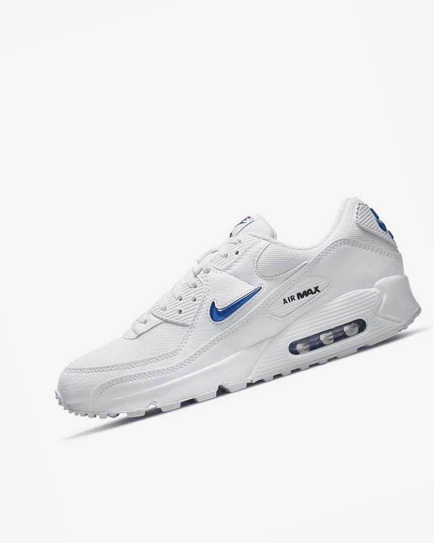 White / Black / Royal Nike Air Max 90 Men\'s Casual Shoes | CA_2855