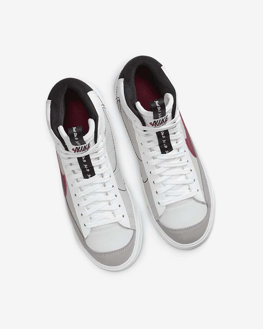 White / Black / White / Burgundy Nike Blazer Mid '77 SE Dance Boys' Sneakers | CA_2475