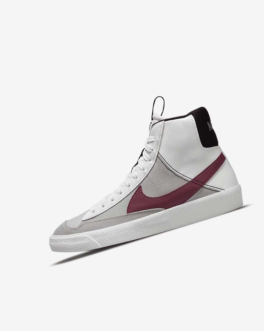 White / Black / White / Burgundy Nike Blazer Mid \'77 SE Dance Boys\' Sneakers | CA_2475