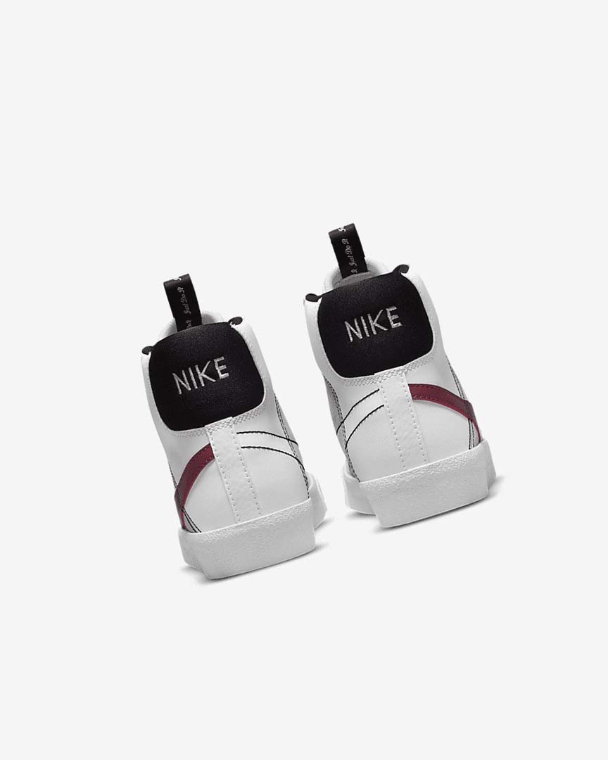 White / Black / White / Burgundy Nike Blazer Mid '77 SE Dance Girls' Sneakers | CA_4873