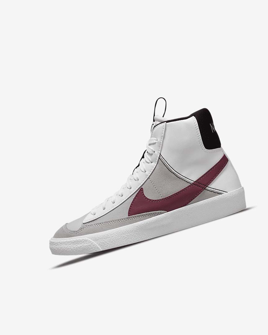 White / Black / White / Burgundy Nike Blazer Mid \'77 SE Dance Girls\' Sneakers | CA_4873