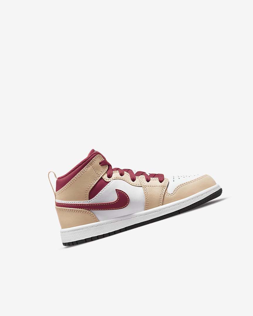 White Black / White / Red / Deep Yellow Nike Jordan 1 Mid Boys' Shoes | CA_2884