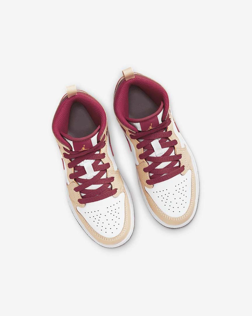 White Black / White / Red / Deep Yellow Nike Jordan 1 Mid Boys' Shoes | CA_2884