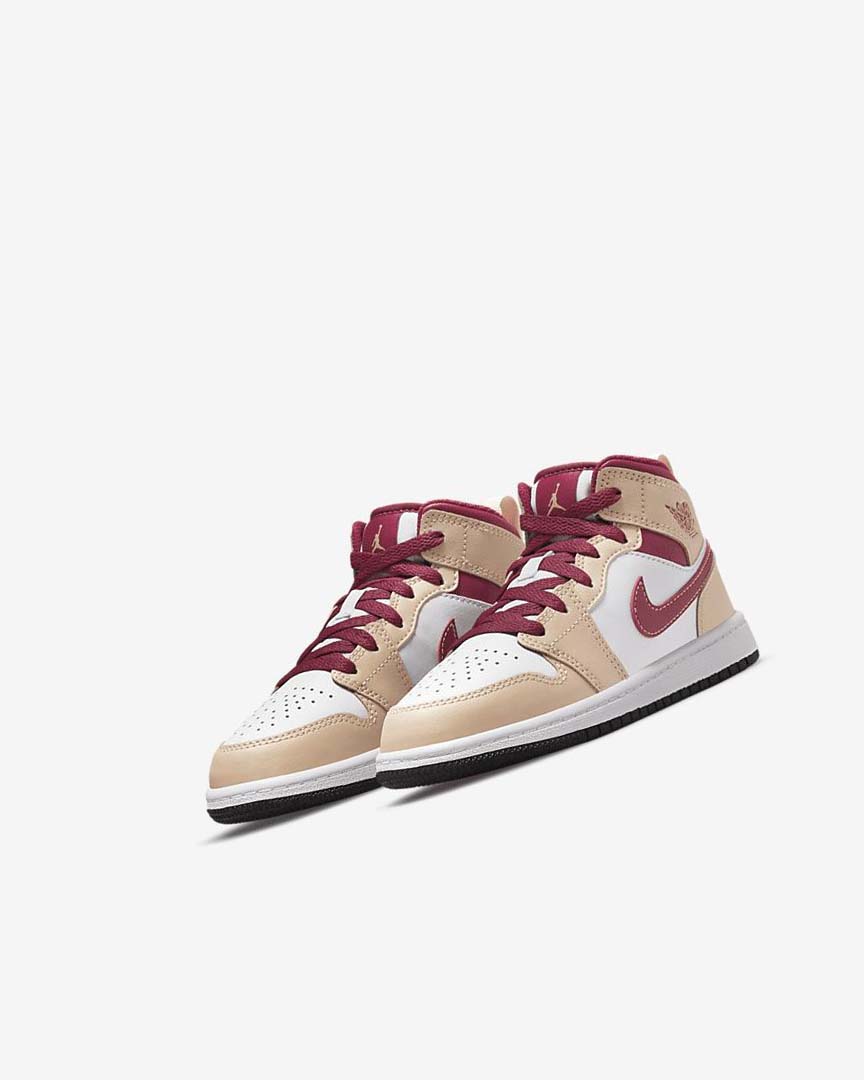 White Black / White / Red / Deep Yellow Nike Jordan 1 Mid Boys' Shoes | CA_2884