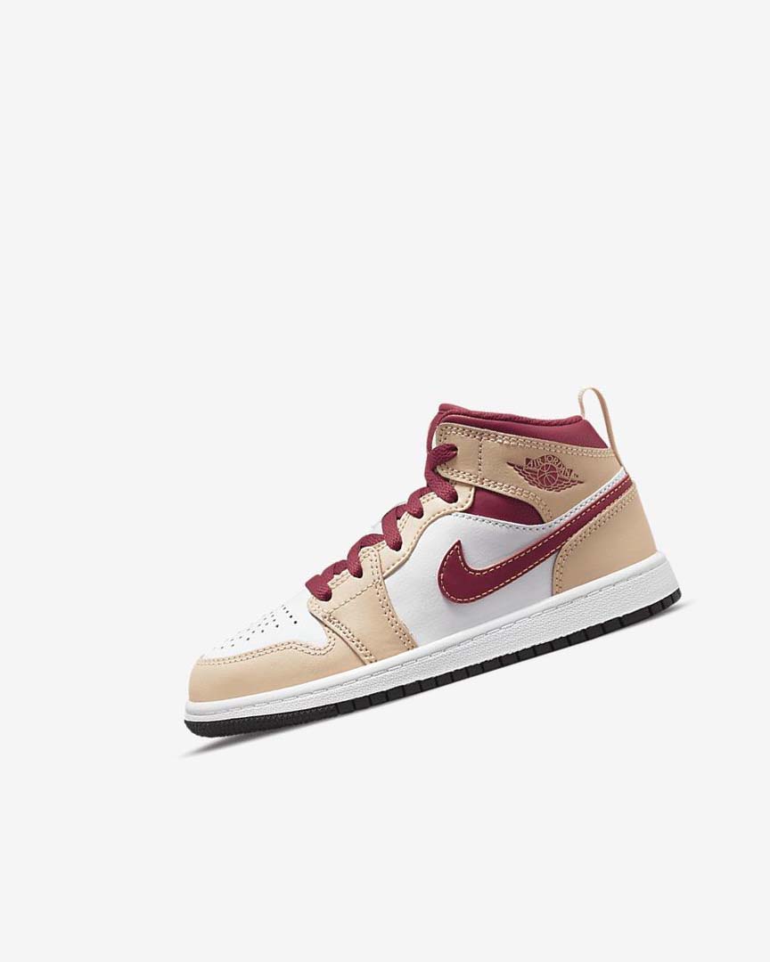 White Black / White / Red / Deep Yellow Nike Jordan 1 Mid Boys\' Shoes | CA_2884