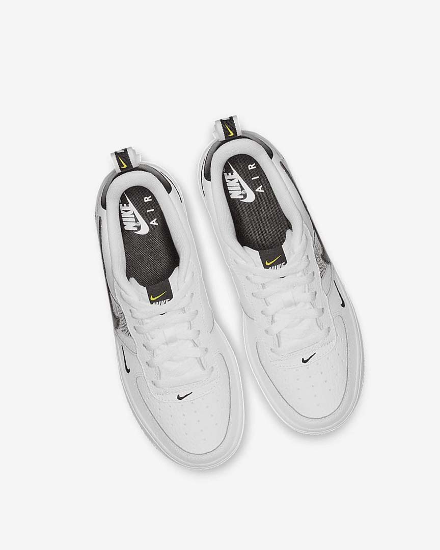 White / Black / Yellow / White Nike Air Force 1 LV8 Utility Girls' Sneakers | CA_2206