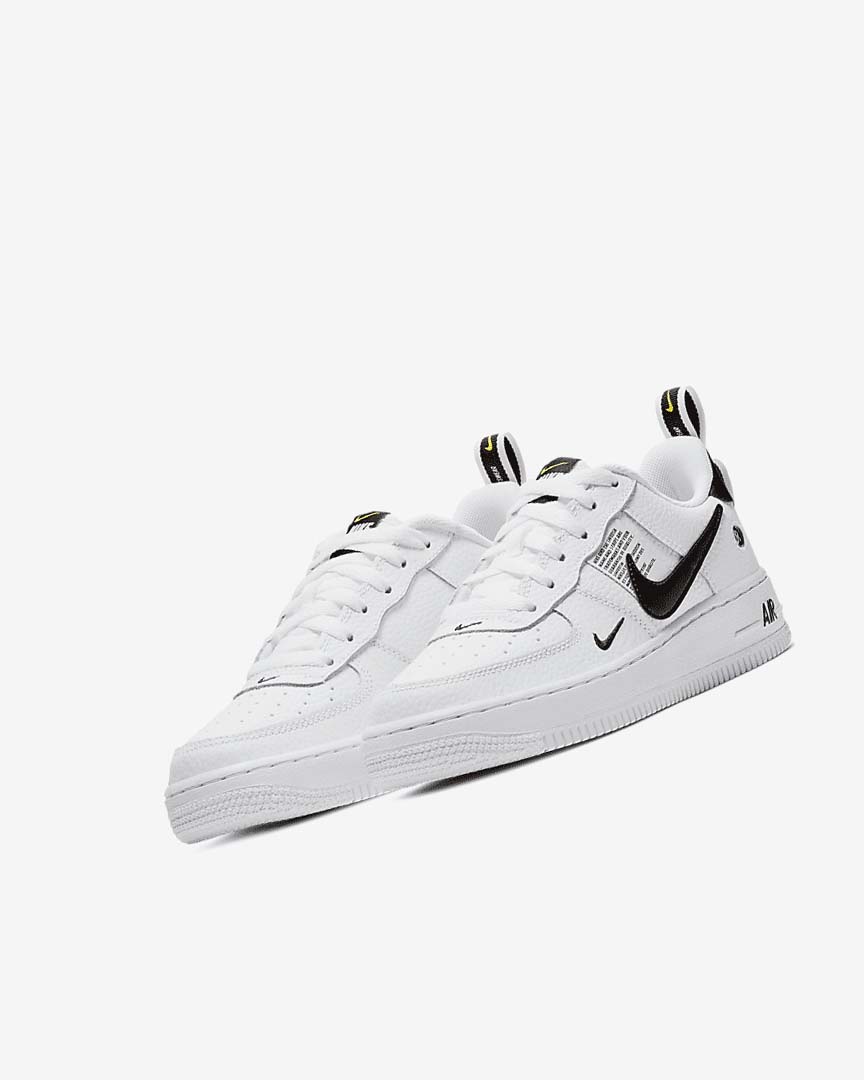 White / Black / Yellow / White Nike Air Force 1 LV8 Utility Girls' Sneakers | CA_2206