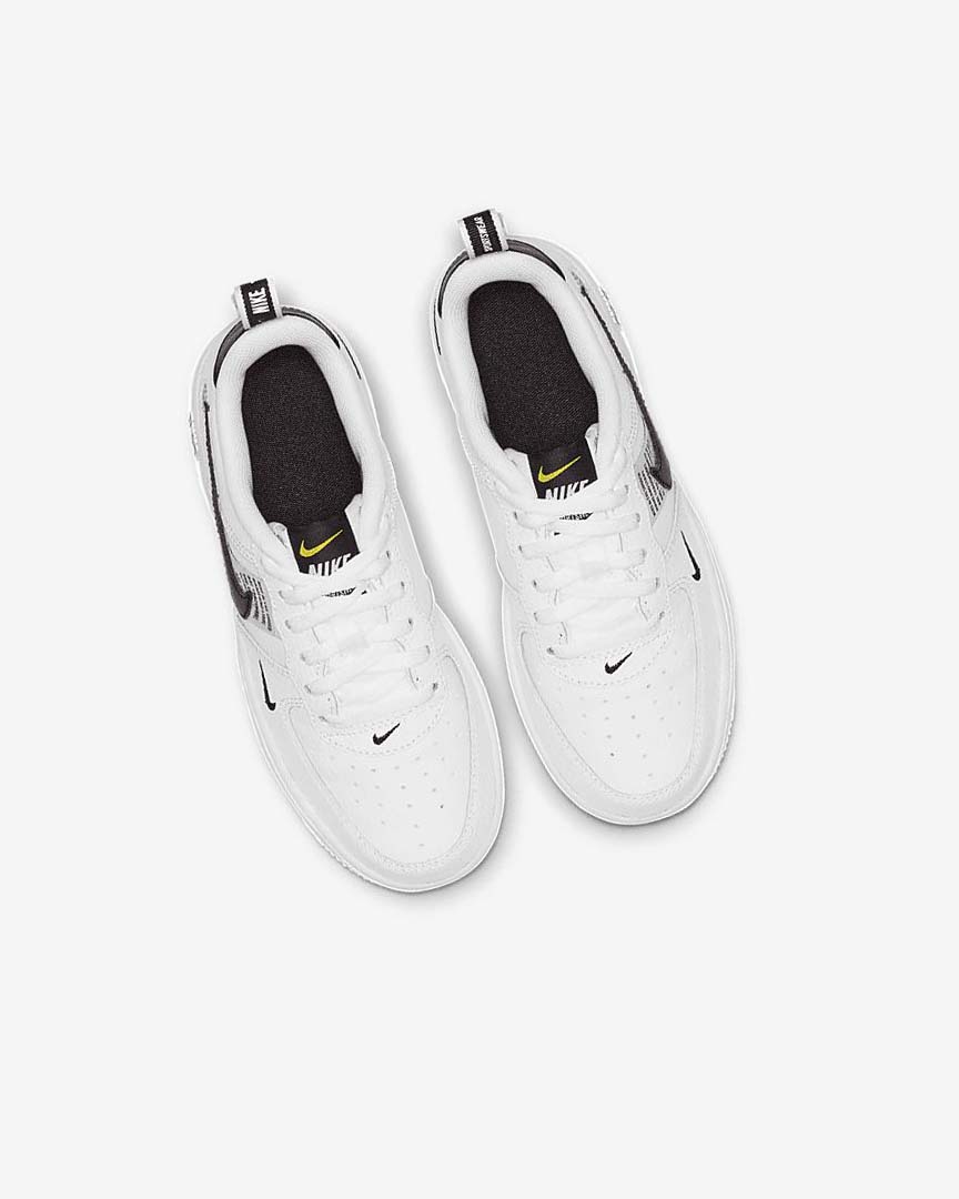 White / Black / Yellow / White Nike Force 1 LV8 Utility Girls' Shoes | CA_2912