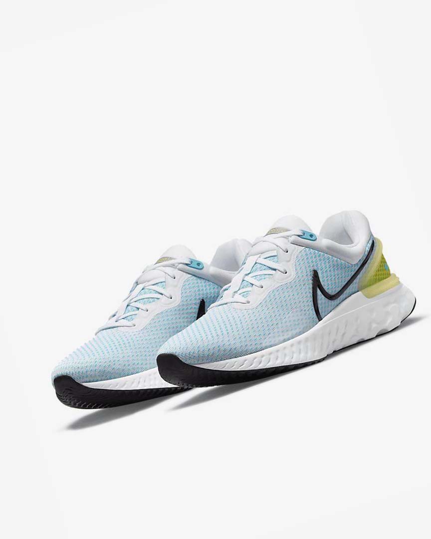 White / Blue / Black Nike React Miler 3 Men's Running Shoes | CA_2784