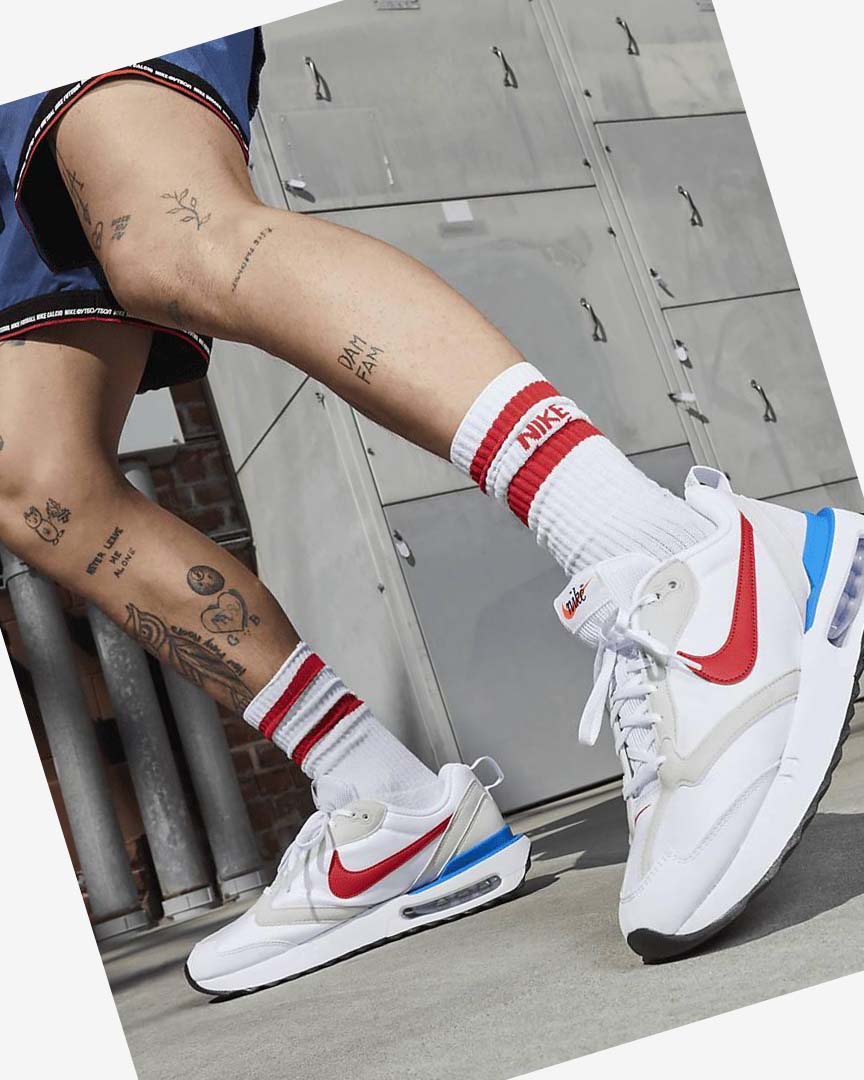 White / Blue / Black / Red Nike Air Max Dawn Men's Sneakers | CA_3026