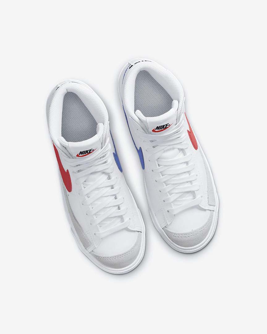 White / Blue / Black / Red Nike Blazer Mid '77 Boys' Sneakers | CA_3199