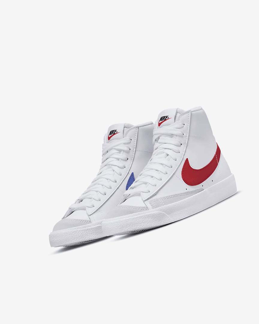 White / Blue / Black / Red Nike Blazer Mid '77 Boys' Sneakers | CA_3199